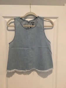 Aerie Tanktop hellblau Denim Chambray Fransen Tank Top, Freizeit, Größe M - Bild 1 von 2
