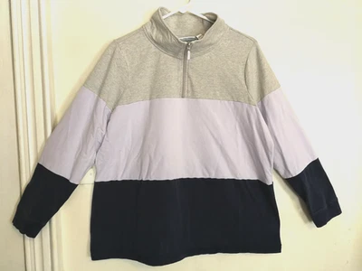 Denim & Co Actice Womens Sweatshirt 1X Plus 1/4 Zip Mock Neck Jacket Long Sleeve - Image 1 of 4