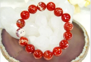 Armband aus dem Edelstein Feuerachat in Kugelform Ø-12 mm - Picture 1 of 1