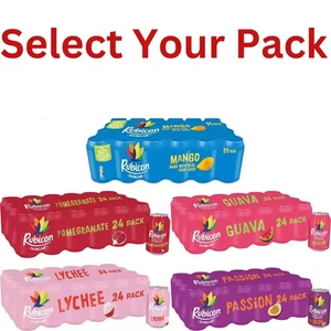 Rubicon Juice Sparkling Fizzy Drink Cans, 330ml Pack of 24 All Flavour UK - Picture 1 of 31