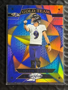 2023 Panini Certified - Gold Team Justin Tucker #GT-9 Mirror Blue 74/75 Ravens - Picture 1 of 2