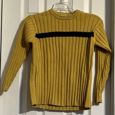 Suéter de 8 rayas amarillas/azul oscuro azul marino antiguo para niños Foto 1 de 2