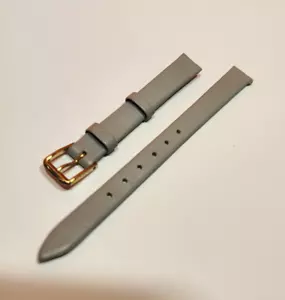 Vintage Calf Leather Watch Band 10mm Regular Length Color Gray Gold Tone Buckle - Picture 1 of 8