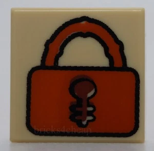 Lego 2x Tan Tile 1 x 1 Dark Orange Padlock with Reddish Brown Keyhole Pattern - Picture 1 of 1
