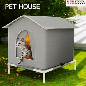 Winter Cat Shelter Cat House Insulated Warm Stray Cat Bed Waterproof with Base - Picture 1 of 10