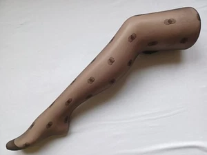 Pierre Cardin 1980 Vintage Almost Black Sheer 15 Den Eclipse Spot Pattern Tights - Picture 1 of 20