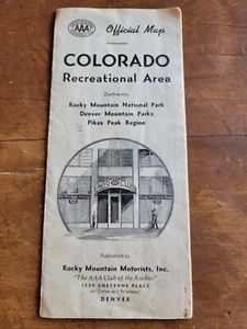 Colorado Recreational Area, Rocky Mountain & Pikes Peak 1942 AAA folleto automático - Imagen 1 de 4