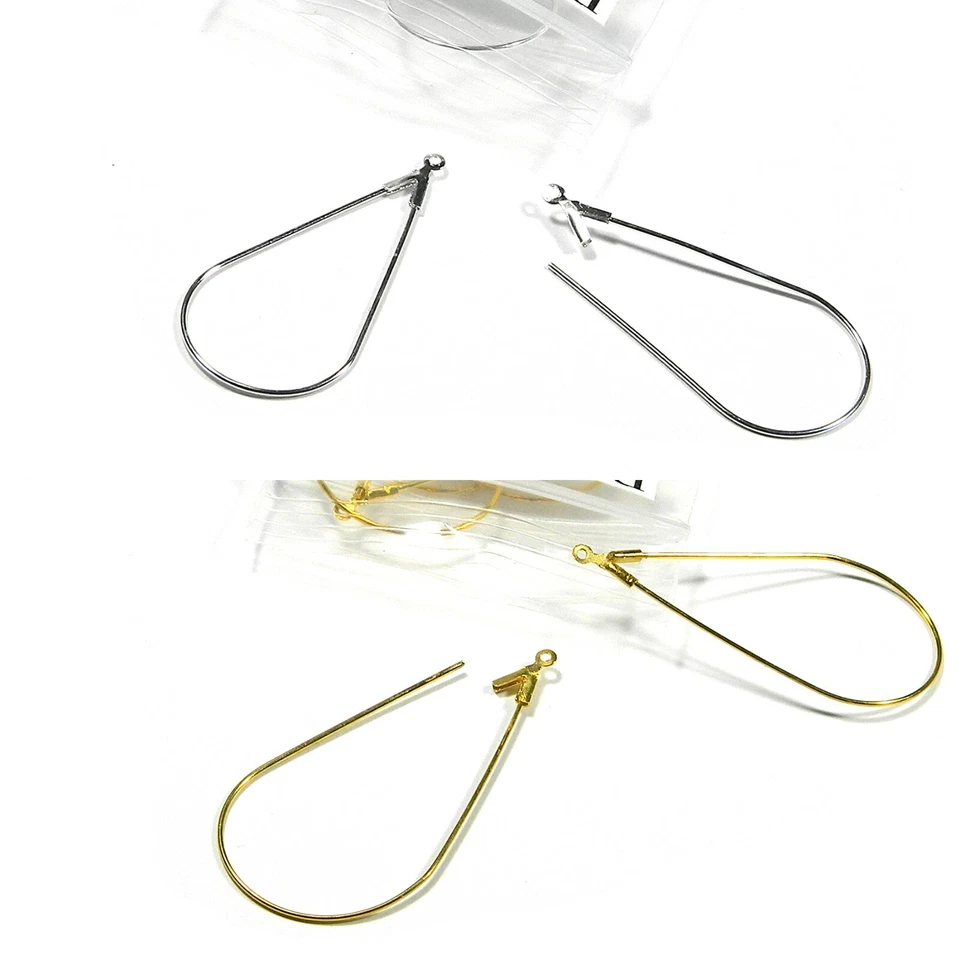 20 fornituras de pendiente de aro de alambre enchapado de lágrima de 1 5/8 pulgadas con lazo  Foto 1 de 1