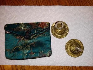 Vintage Solid Brass Finger Cymbals Set Of 2 Ornate Design Ready To Use  . - Picture 1 of 7