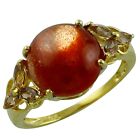 Sun Stone Gemstone Cocktail Ring Size 7 14k Yellow Gold Indian Jewelry For Girls
