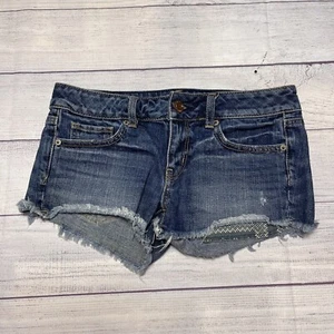 American Eagle Denim Festival Shorts Women’s Sz 2 Distressed Cutoff Booty - Picture 1 of 7