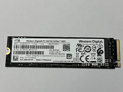 Western Digital PC SN730 SDBPNTY-1T00-1102 1TB SSD M.2 2280 NVMe PCIe 3.0 x4 - Image 1 of 4
