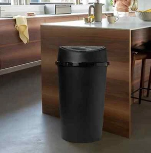 60L ALL BLACK TOUCH TOP BIN / DUSTBIN / RUBBISH BIN / KITCHEN / HOME / PLASTIC - Picture 1 of 4