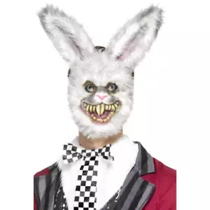 Zombie weißes Kaninchen Maske Erwachsene Tier Halloween Kostüm - Bild 1 von 1