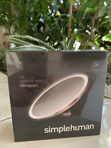 SIMPLEHUMAN SENSOR COMPACT MIRROR ROSE GOLD 3X MAGNIFICATION NEW IN SEALED BOX