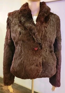 Giacca cappotto pelliccia coniglio Niki bordeaux punk glam rock anni 80 taglia media vintage morbido - Foto 1 di 11