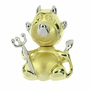 Anhänger Teufelchen mit Dreizack Gold 333 neu gelb weiß bicolour teilmattiert  - Picture 1 of 6
