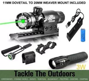 Air Rifle Pistol Paintball Green Laser Sight Designator Scope & LED Torch Kit UK - Picture 1 of 14