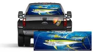Tuna Yellowfin Fishes Rear Window Perf Graphic Decal Sticker Trucks Cars Campers - Picture 1 of 4
