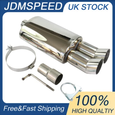 JDMSPEED Twin Stainless Steel Tip Performance Exhaust Muffler Back Box LMO 003 Universal