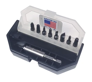 MIGG 10-teiliges Taschenbit-Set mit magnetischem Bithalter, Sicherungsring, Made in USA - Bild 1 von 3