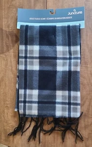 Juncture Kid's Scarf Blue, Black, Gray Fleece 59 inch Tassels NEW Checkered. - Picture 1 of 3