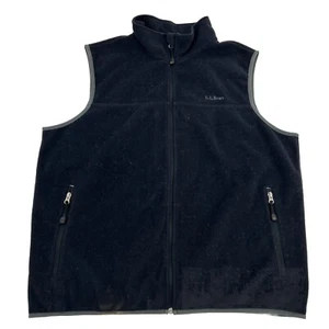 L.L. Bean Fleece Vest Men's XL Black Sleeveless Full Zip PolarTec Outdoors - Picture 1 of 9