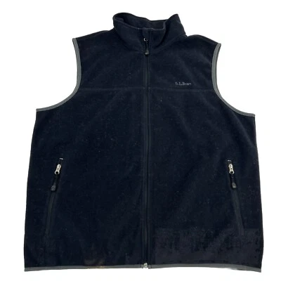 L.L. Bean Fleece Vest Men's XL Black Sleeveless Full Zip PolarTec Outdoors - Image 1 of 4