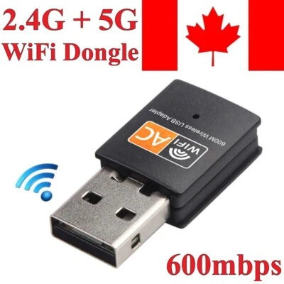 Wireless USB WiFi Adapter Mini Network Dongle 600Mbps Windows MAC Linux 2.4G/5G - Image 1 of 4