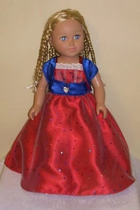 18 inch doll clothes that will fit most 18" dolls, homemade, red/white/blue gown - Picture 1 of 3