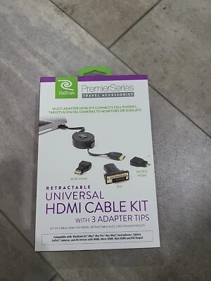 Retrak Premier Series Rectractable Universal HDMI Cable Kit  (w/ 3 Adapter Tips) - Image 1 of 2