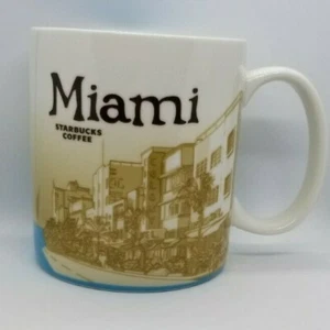 Starbucks Collector Series Miami 2009 Beach Building Tree Graphic Mug 16 fl oz - Picture 1 of 6