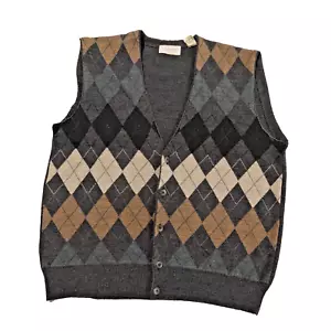 Chaleco de lana acrílico de Murano para hombre talla L Grandpa Professor clásico Argyle Italia de colección - Imagen 1 de 5