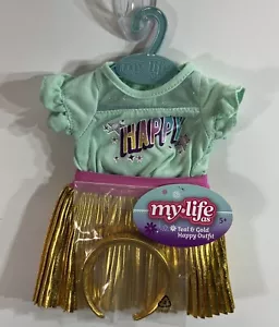 My Life As Teal & Gold Happy Outfit with Headband for 18" Doll NEW - Picture 1 of 2