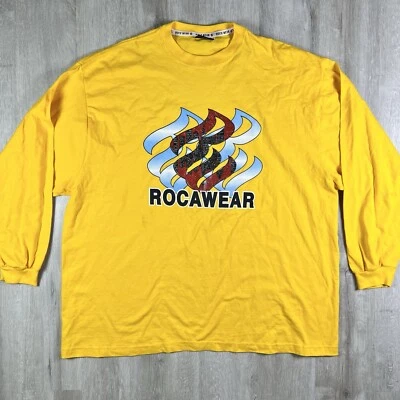 Camisa De Colección Rocawear Para Hombres Amarilla 3XL Y2K Manga Larga Estampado Gráfico Hip Hop Rap Foto 1 de 4