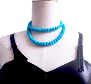 Collar Howlite Rondelle Azul Cielo 35" 8-12mm Joyería Suministro Marcado - Imagen 1 de 7