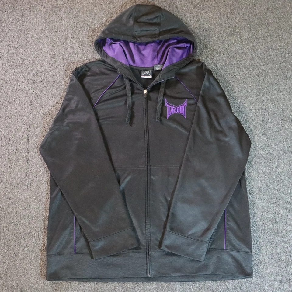 Sudadera con Capucha Negra Cremallera Completa Tapout Malla Bordada MMA Y2K XXL Foto 1 de 4
