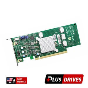 4x int. Port PCIe 3 x16 AOC-SLG3-4E4T Supermicro NVMe Kontroler HBA Karta dodatkowa - Zdjęcie 1 z 3