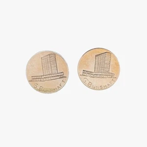 C. 1952 Pair of Gordon Bunshaft's Personal Monogram Cufflinks Gold - Lever House - Picture 1 of 9