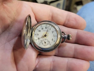 Antique Swiss Lady Rose .935 Silver Pocket /Pendant Watch As-Is *needs Work*~ - Picture 1 of 7