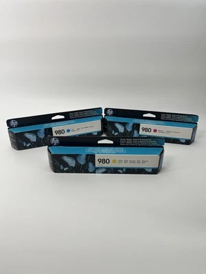 JUEGO CARTUCHOS DE TINTA ORIGINALES NUEVOS HP 980 Cian D8J07A, Magenta D8J08A, Amarillo D8J09A Foto 1 de 4