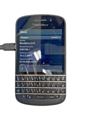 Smartphone BlackBerry Q10 Unlocked 16GB Black  TESTED  + Foto 1 de 3