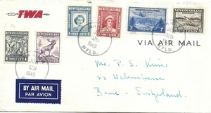Newfoundland 1948 TWA 30c Airmail Cover from Gander to Berne Switzerland - Picture 1 of 1