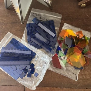 ETA Pattern Blocks Overhead Projector Acrylic Mosaic Shapes, 2 Starter Sets Blue - Picture 1 of 11