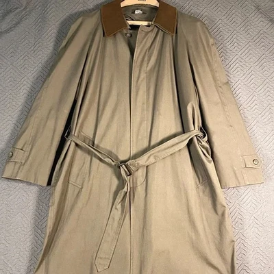 Trench coat verde Joseph A Banks forro removível grande - Imagem 1 de 4