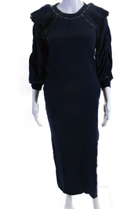 Something Navy Womens Meghan Ruffle Sweatshirt Dress Dresses Navy Size XXS LL19L - Picture 1 of 5