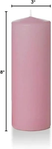 Yummi Candela Senza Profumo Confezione 3 Candele 8" Pilastro Rotondo Rosa 80 Ore Nuove - Foto 1 di 1