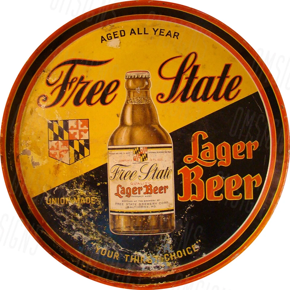 Vintage Free State Lager Beer Ad Reproduction Metal Sign FREE SHIPPING - Image 1 of 1