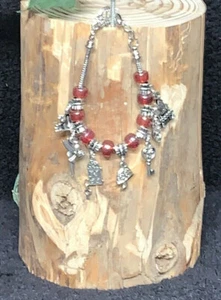 Fairy Tale Charm Bracelet silver Tone Snake Chain 7 Charms w/Extender Nice! - Picture 1 of 6
