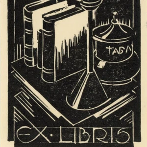 Exlibris Stillleben Bücher G. Léger unsigniert Holzschnitt 1947 - Imagen 1 de 2
